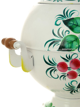 Электрический самовар 5 литров с художественной росписью "Жостово на белом фоне", "шар", арт. 110490