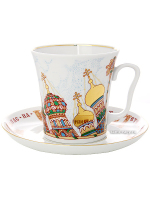 Бокал с блюдцем форма "Ленинградский", рисунок "Храм "Спас на крови", Императорский фарфоровый завод