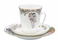 Кофейный комплект 3-х предметный, форма "Майская", рисунок "Балет. Красный мак", костяной фарфор, Императорский фарфоровый завод