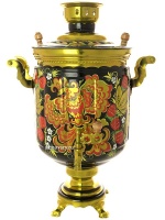 Электрический самовар 10 литров с художественной росписью "Золотая птица в клубнике", арт. 121012