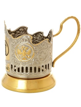 Подстаканник с позолотой с гравировкой "С Победой! 70 лет" Кольчугино