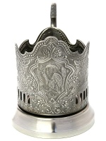 Никелированный Кольчугинский подстаканник "Глухарь"