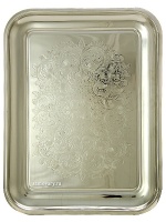 Латунный поднос для самовара прямоугольный никелированный, Кольчугино