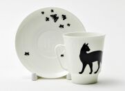 Чашка кофейная с блюдцем 156 мл форма "Майская" рисунок "Мотыльки", Императорский фарфоровый завод