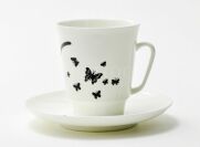 Чашка кофейная с блюдцем 156 мл форма "Майская" рисунок "Мотыльки", Императорский фарфоровый завод