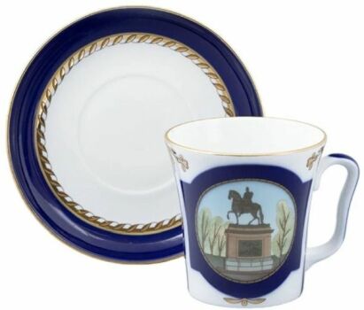 Бокал с блюдцем форма "Ленинградский" рисунок "Прадеду правнук", Императорский фарфоровый завод