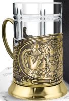 Подстаканник латунный "Русское чаепитие"