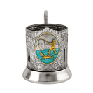 Никелированный Кольчугинский подстаканник "Рыбак" (эмаль)