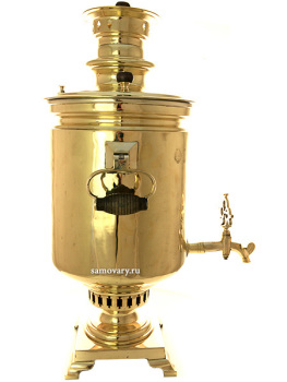 Угольный самовар 10 литров желтый цилиндр фабрика Ильи Карманова с сыновьями арт. 433351
