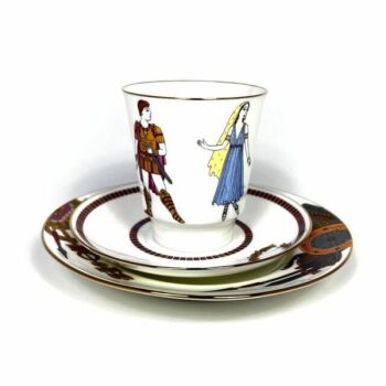 Комплект кофейный форма "Майская" рисунок "Балет  Спартак" 3-х предметный, Императорский фарфоровый завод
