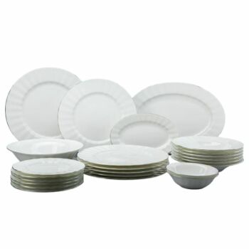 Сервиз столовый 6/24 форма "Нега" рисунок "Платиновая лента", Императорский фарфоровый завод