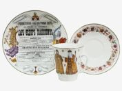 Кофейный комплект форма "Майская", рисунок "Театр. Царь Федор Иоаннович" 3-х предметный, костяной фарфор, Императорский фарфоровый завод