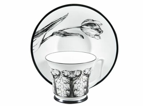 Чашка с блюдцем чайная форма "Юлия", рисунок "Сысоев. Волшебный сад IV", Императорский фарфоровый завод