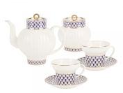 Сервиз чайный форма "Волна" рисунок "Кобальтовая сетка" 6/14, Императорский фарфоровый завод