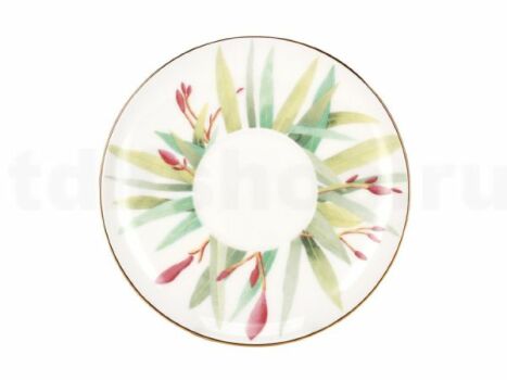 Чашка с блюдцем чайная форма "Яблочко" рисунок "Аварель", Императорский фарфоровый завод 