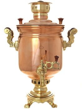 Угольный самовар 7 литров "цилиндр" латунь-медь, арт. 220028
