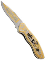 Сувенирный складной нож позолоченный, арт.2