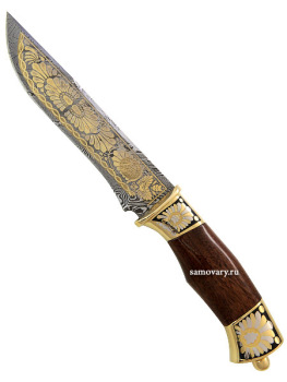 Сувенирный нож "Охотник" в кожаных ножнах, Златоуст