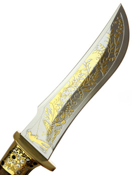 Сувенирный нож "Клык" в кожаных ножнах, Златоустовский подарок