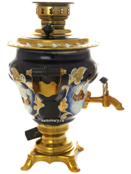 Электрический самовар 2,5 литра с росписью "Зимняя деревня", арт. 140653