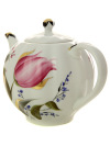 Чайник заварочный форма "Тюльпан", рисунок "Розовые тюльпаны", Императорский фарфоровый завод