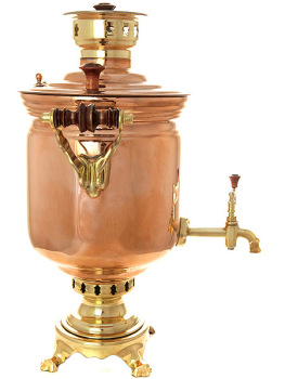 Угольный самовар 7 литров "цилиндр" латунь-медь, арт. 220028