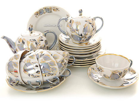 Сервиз чайный форма "Тюльпан", рисунок "Лунный" 6/20, Императорский фарфоровый завод