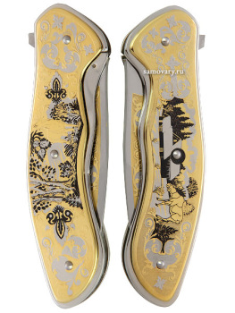 Сувенирный складной нож позолоченный, арт.2