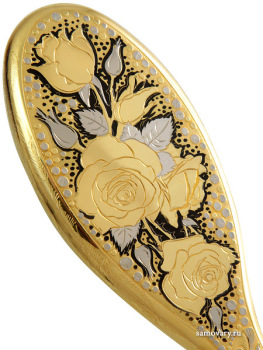Позолоченная Расческа "Роза" в подарочной коробке, Златоустовский завод