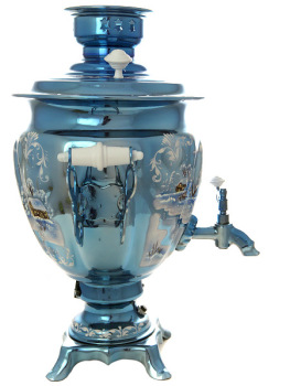 Электрический самовар 3 литра с художественной росписью "Зимний вечер" с автоматическим отключением при закипании, арт. 103536к