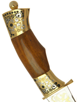 Сувенирный нож "Клык" в кожаных ножнах, Златоустовский подарок