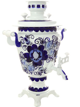 Электрический самовар 3 литра с художественной росписью "Гжель" конус, арт. 170004