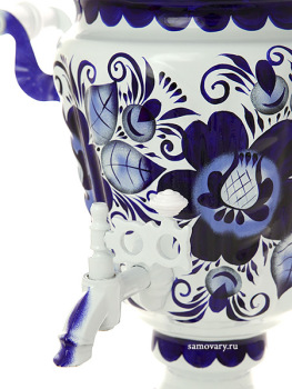 Электрический самовар 3 литра с художественной росписью "Гжель" конус, арт. 170004