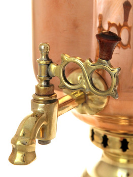 Угольный самовар 7 литров "цилиндр" латунь-медь, арт. 220028