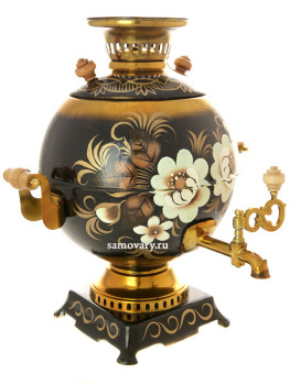 Набор самовар электрический 5 литров с художественной росписью "Жостово на черном фоне" с автоматическим отключением при закипании, арт. 151554к