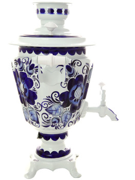 Электрический самовар 3 литра с художественной росписью "Гжель" конус, арт. 170004