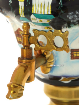 Электрический самовар 2,5 литра с росписью "Зимняя деревня", арт. 140653