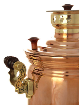 Угольный самовар 7 литров "цилиндр" латунь-медь, арт. 220028