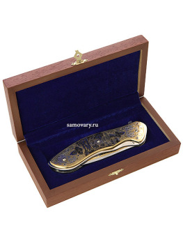 Сувенирный складной нож позолоченный, арт.2