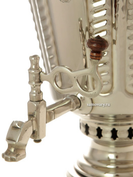 Антикварный комбинированный самовар 5 литров никелированный "конус" рифленый, произведен в середине XX века в п. Суксун Пермской области, арт. 410510